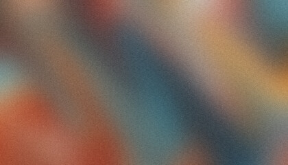 Poster - Blurry mix of red, blue, and orange shades in a vibrant grainy texture