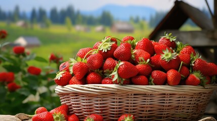 Wall Mural - strawberries fruit oranic farm