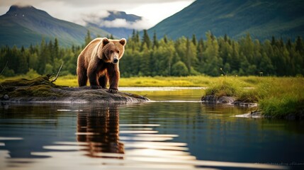 Sticker - lake brown bear alaska