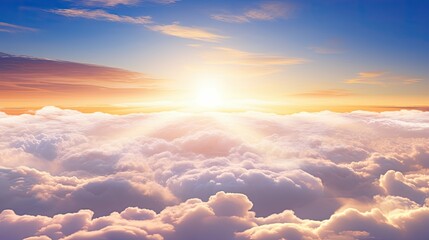 Wall Mural - aerial above clouds sun