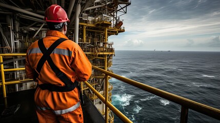 Canvas Print - ocean offshore oil worker