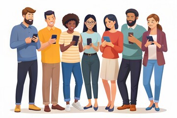 Wall Mural - people using smartphones, vector design illustration