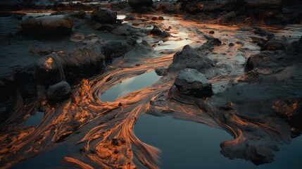 Canvas Print - environment car oil spill