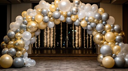 Wall Mural - festive silver and gold balloons