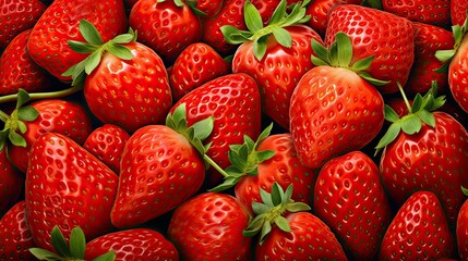 Wall Mural - vibrant whole strawberry fruit