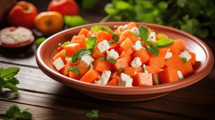 Canvas Print - feta salad carrot background