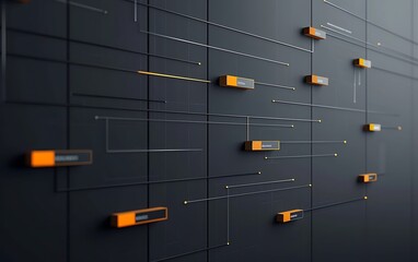 Poster - Project Management Timeline on Gray Background with Copy Space