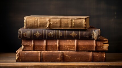 Canvas Print - books rustic brown background