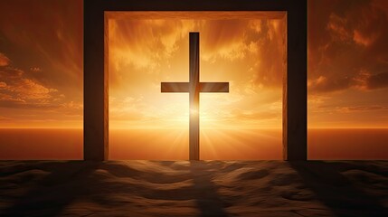 Canvas Print - frame cross sun