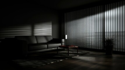 Canvas Print - shadows blurred dark home interior