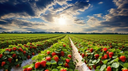Wall Mural - plants background strawberry fruit