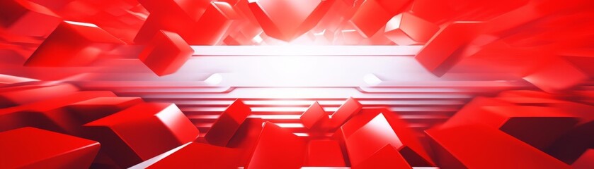 Wall Mural - abstract red geometric shapes creating a dynamic, modern background with depth and perspective. perf