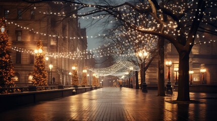 Canvas Print - city christmas lights background