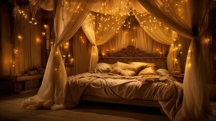 Wall Mural - warm golden bedroom