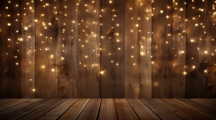 Sticker - earthy wooden background with lights