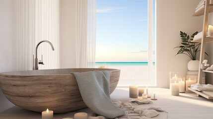 Poster - spa blurred beach interior design