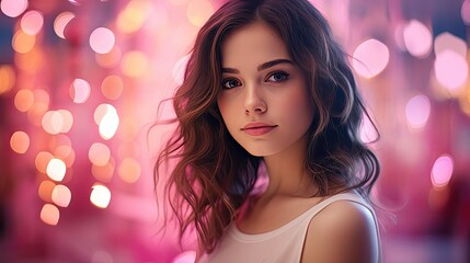 Wall Mural - magical bokeh pink