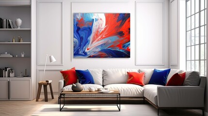 Sticker - painting red blue abstract