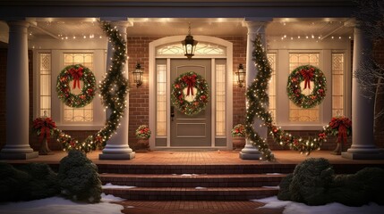 Wall Mural - entrance christmas lights border circle