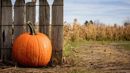 Poster - rustic field pumpkin background