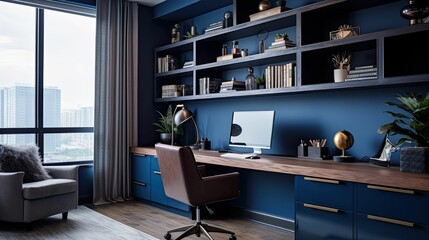 Sticker - modern home office blue