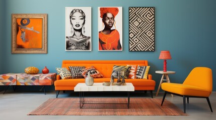 Poster - eclectic interior room blank wall