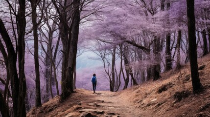 Sticker - hiker purple forest