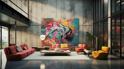 Sticker - abstract concrete interior