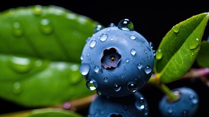 Canvas Print - closeup view blueberry blue