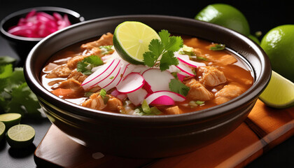 Wall Mural - Traditional slow cooked Mexican pozole rojo