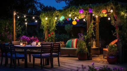 Poster - ambiance string lights patio