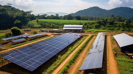 Canvas Print - solar swine pig farm