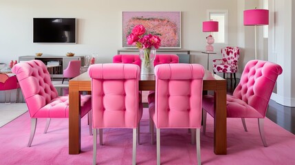 Poster - dining pink chairs