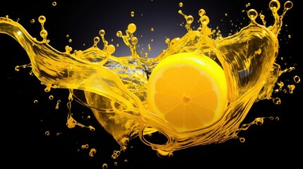 Poster - midair yellow liquid splash