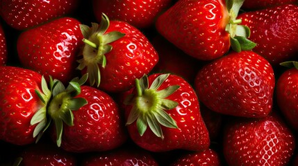 Canvas Print - pile closeup strawberry fruit