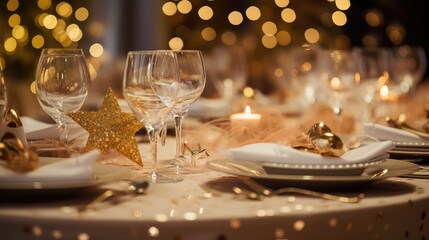 Canvas Print - dinner gold stars christmas