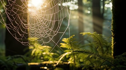 Canvas Print - spiderweb light glare