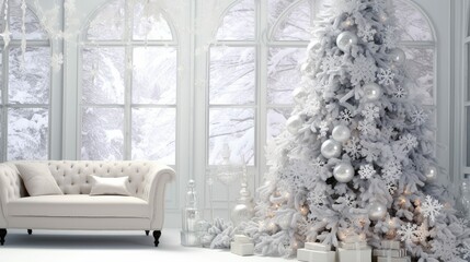 Canvas Print - tree snowflakes silver