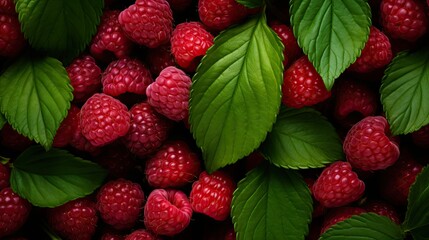 Wall Mural - red background raspberry fruit