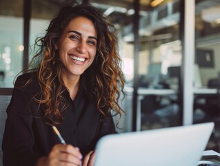 Wall Mural - Woman using laptop