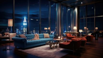 Canvas Print - skyline blurred luxury interior