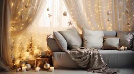 Canvas Print - decorations gold and silver christmas