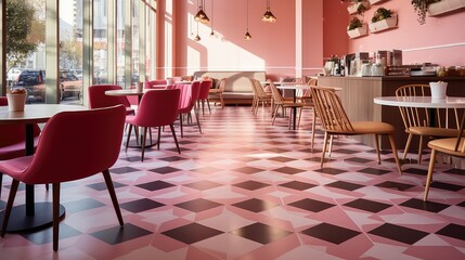 Canvas Print - tiles pink floor