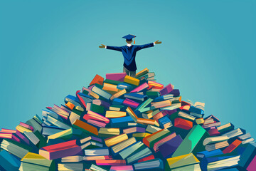 student graduation celebration illustration books achievement knowledge confident college university graduate