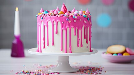 Wall Mural - whimsical pink drip cake