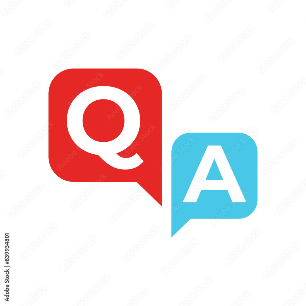 questions and answers icon. Speech bubbles for overlapping Q and A ...