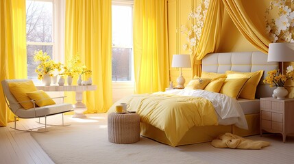 Wall Mural - vibrant yellow curtains