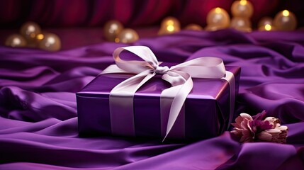 Sticker - ribbon purple present