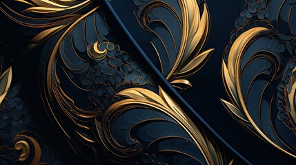 Canvas Print - intricate dark blue and gold background