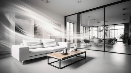 Poster - living blurred urban home interior